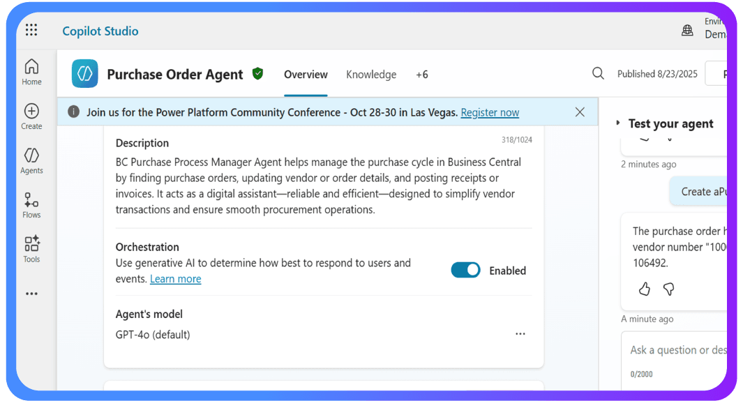 Copilot Purchase Order Agent