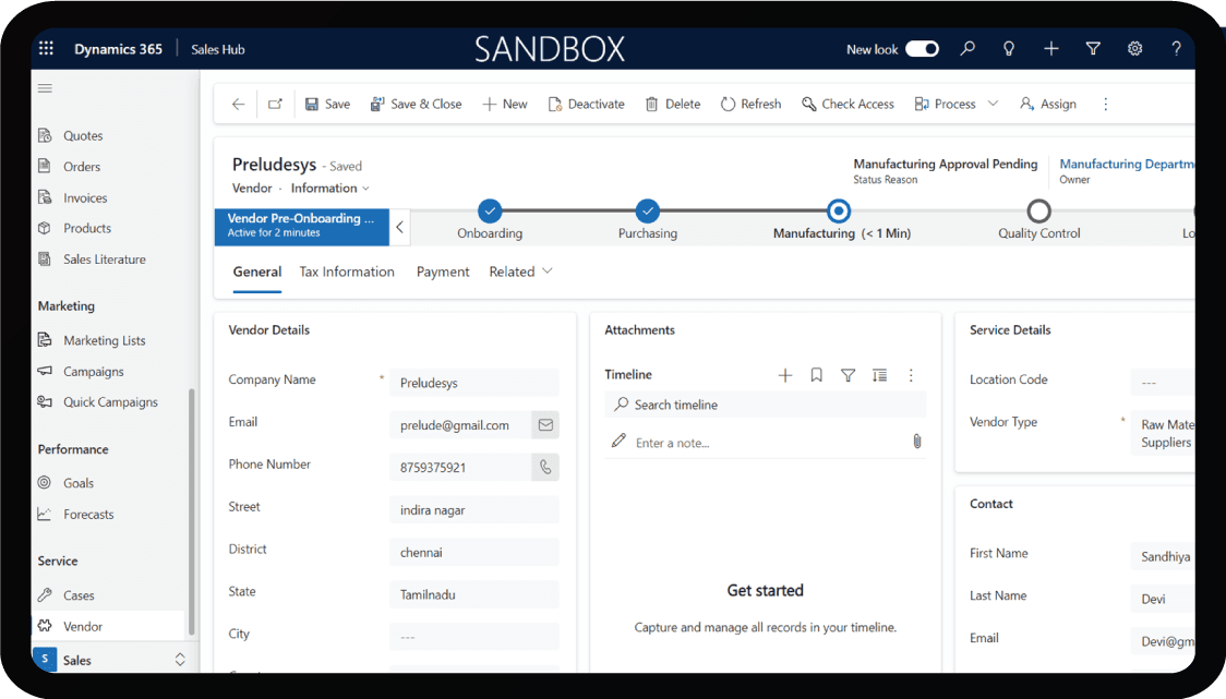 Dynamics 365 Vendor Onboarding Workflow Interface