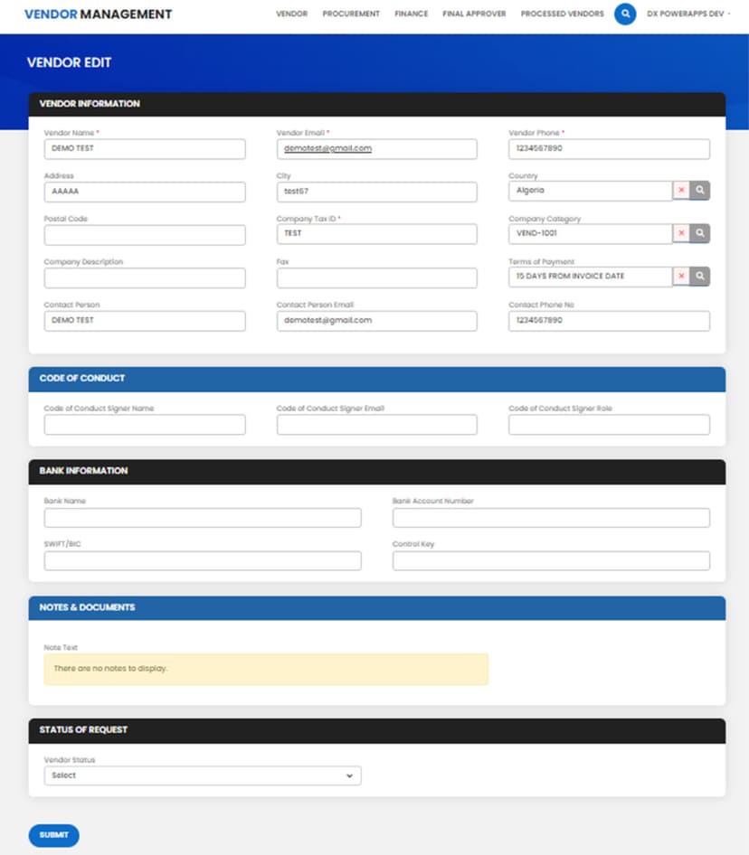 Vendor Onboarding Process